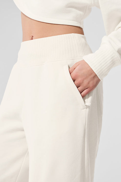 alo Women's Serenity Wide Leg Sweatpant - Ivory