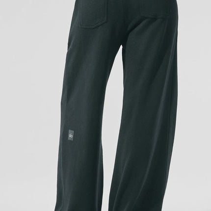 alo Women's Serenity Wide Leg Sweatpant - Charcoal Green