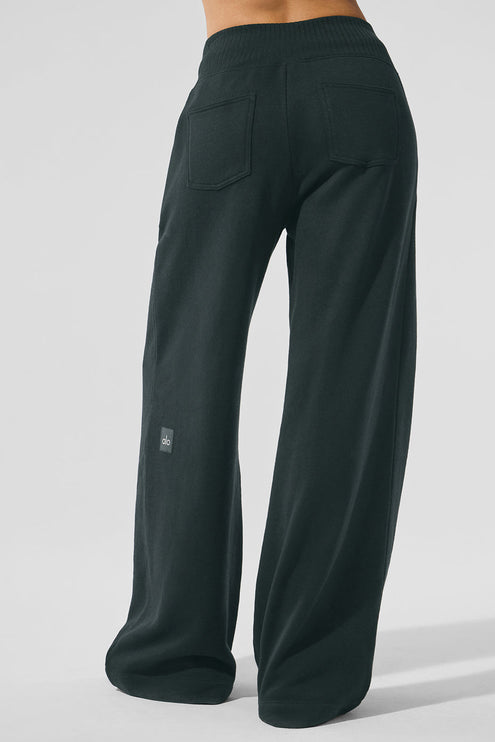 alo Women's Serenity Wide Leg Sweatpant - Charcoal Green