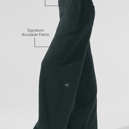 alo Women's Serenity Wide Leg Sweatpant - Charcoal Green