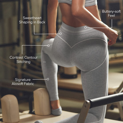 alo Women's Alosoft High-Waist Heart Throb Legging - Athletic Heather Grey/White