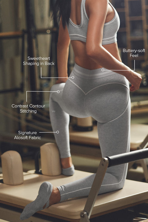 alo Women's Alosoft High-Waist Heart Throb Legging - Athletic Heather Grey/White