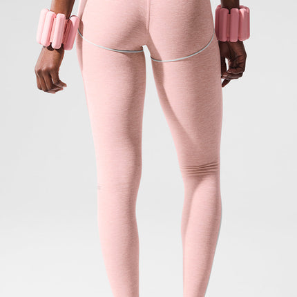 alo Women's Alosoft High-Waist Heart Throb Legging - Pink Quartz Heather/White