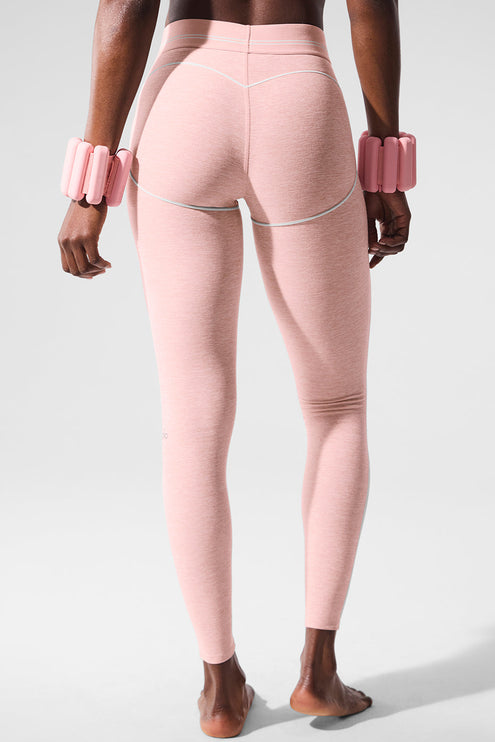 alo Women's Alosoft High-Waist Heart Throb Legging - Pink Quartz Heather/White