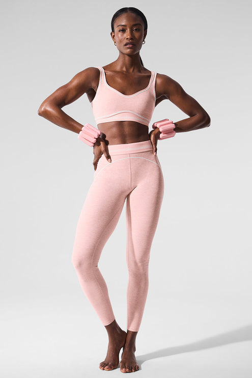 alo Women's Alosoft High-Waist Heart Throb Legging - Pink Quartz Heather/White