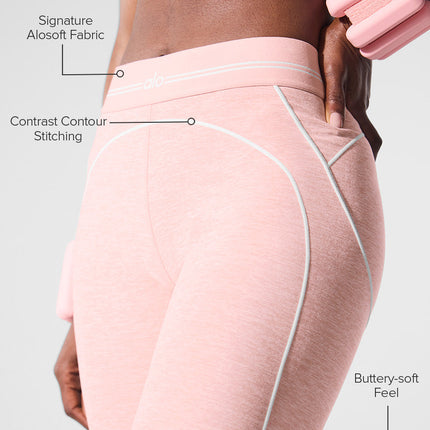 alo Women's Alosoft High-Waist Heart Throb Legging - Pink Quartz Heather/White