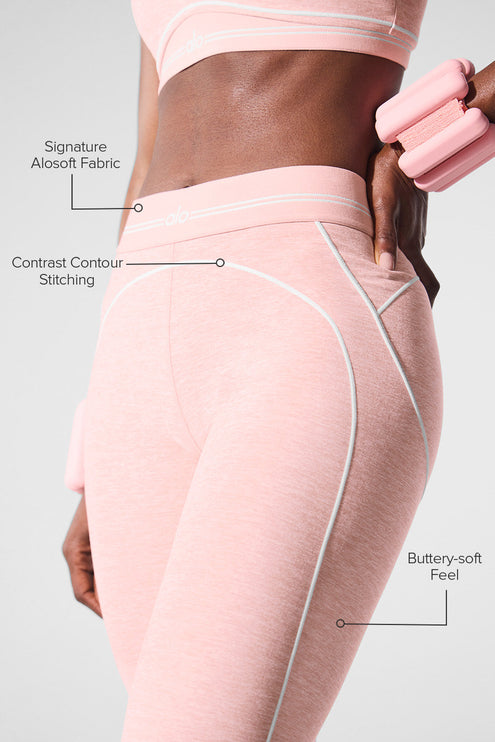 alo Women's Alosoft High-Waist Heart Throb Legging - Pink Quartz Heather/White