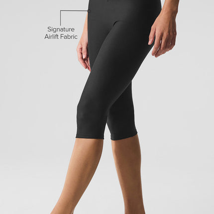 alo Women's Airlift Mesh High-Waist Divine Capri - Black