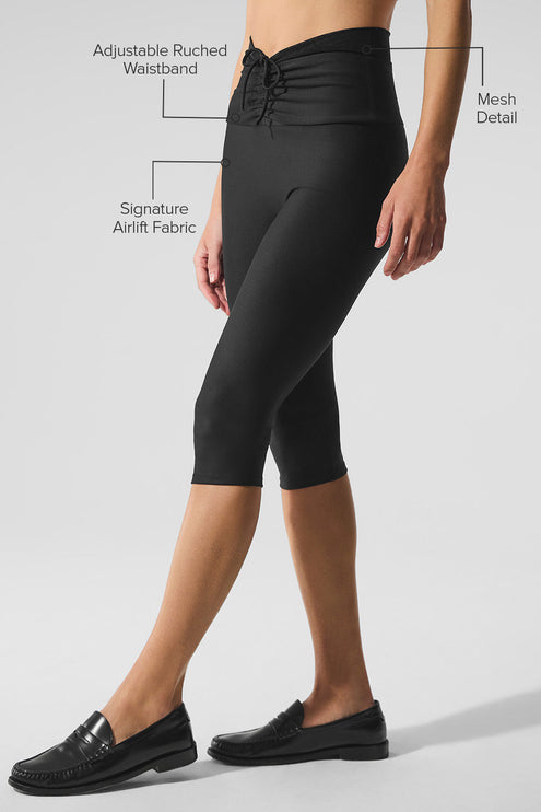 alo Women's Airlift Mesh High-Waist Divine Capri - Black
