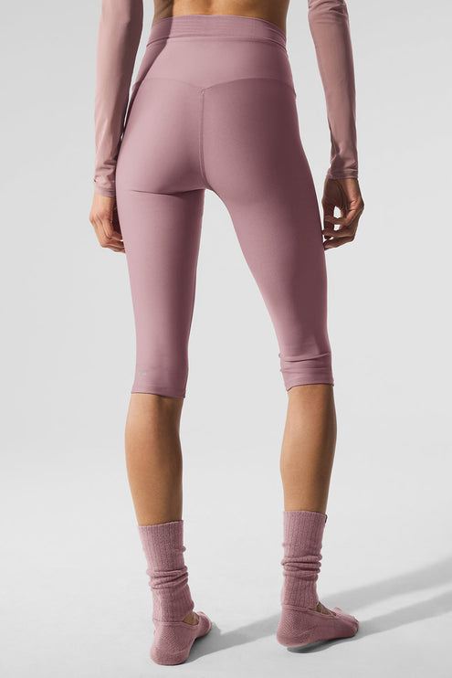 alo Women's Airlift Mesh High-Waist Divine Capri - Smoky Quartz
