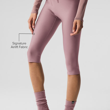 alo Women's Airlift Mesh High-Waist Divine Capri - Smoky Quartz
