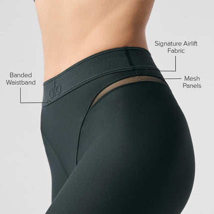 alo Women's Airlift High-Waist 7/8 Rebel Legging - Charcoal Green