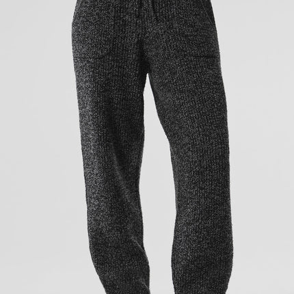 alo Women's Marl Sweater Pant - Black Marl