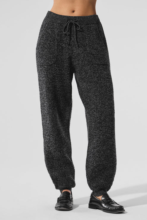 alo Women's Marl Sweater Pant - Black Marl
