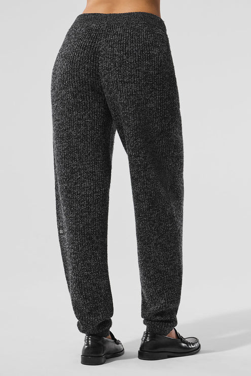 alo Women's Marl Sweater Pant - Black Marl
