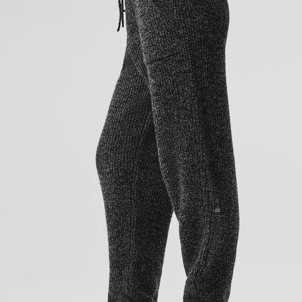 alo Women's Marl Sweater Pant - Black Marl