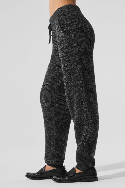 alo Women's Marl Sweater Pant - Black Marl