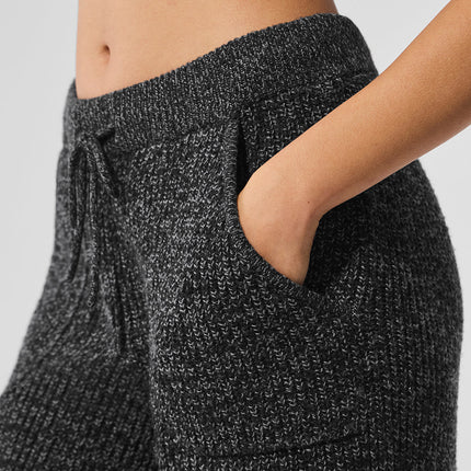 alo Women's Marl Sweater Pant - Black Marl