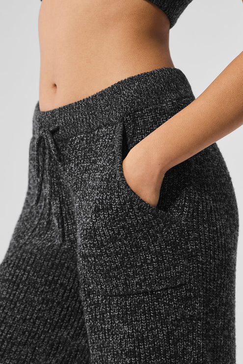 alo Women's Marl Sweater Pant - Black Marl