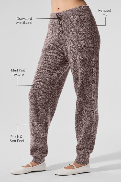 alo Women's Marl Sweater Pant - Mushroom Marl