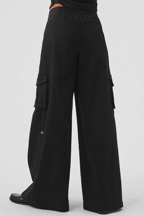 alo Women's Show Off Cargo Wide Leg Trouser (Regular) - Black