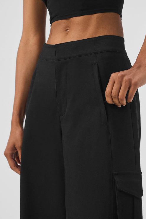 alo Women's Show Off Cargo Wide Leg Trouser (Regular) - Black