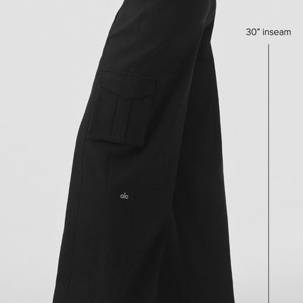 alo Women's Show Off Cargo Wide Leg Trouser (Regular) - Black