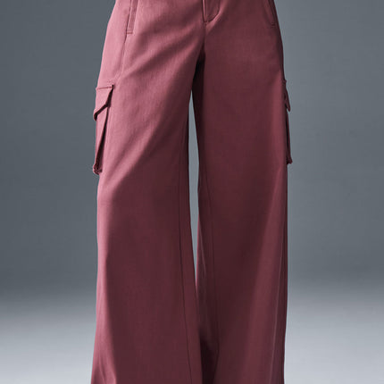 alo Women's Show Off Cargo Wide Leg Trouser (Regular) - Burgundy Truffle