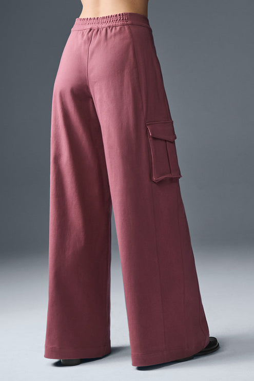 alo Women's Show Off Cargo Wide Leg Trouser (Regular) - Burgundy Truffle