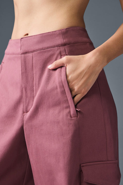 alo Women's Show Off Cargo Wide Leg Trouser (Regular) - Burgundy Truffle
