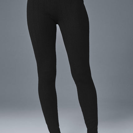 alo Women's Pointelle Sweater High-Waist Be Mine Legging - Black