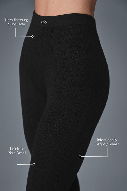 alo Women's Pointelle Sweater High-Waist Be Mine Legging - Black