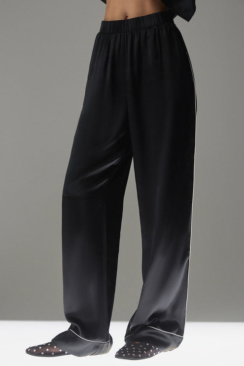 alo Women's Courchevel Silk Pant - Black/Ivory