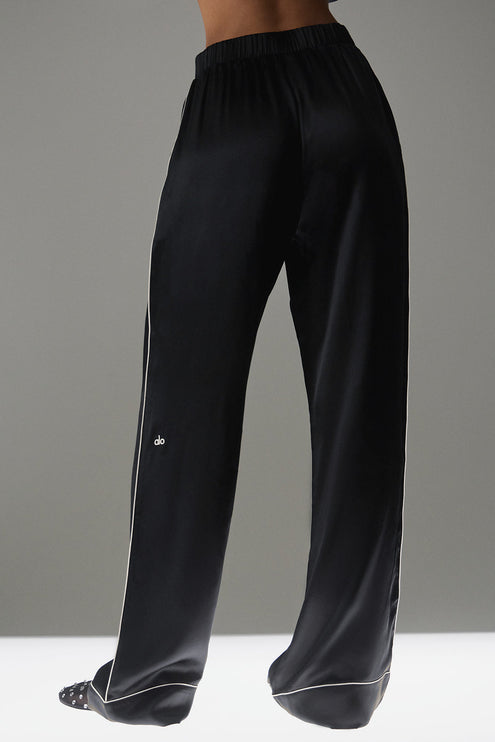 alo Women's Courchevel Silk Pant - Black/Ivory
