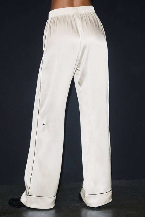 alo Women's Courchevel Silk Pant - Ivory/Black