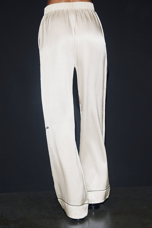 alo Women's Courchevel Silk Pant - Ivory/Black