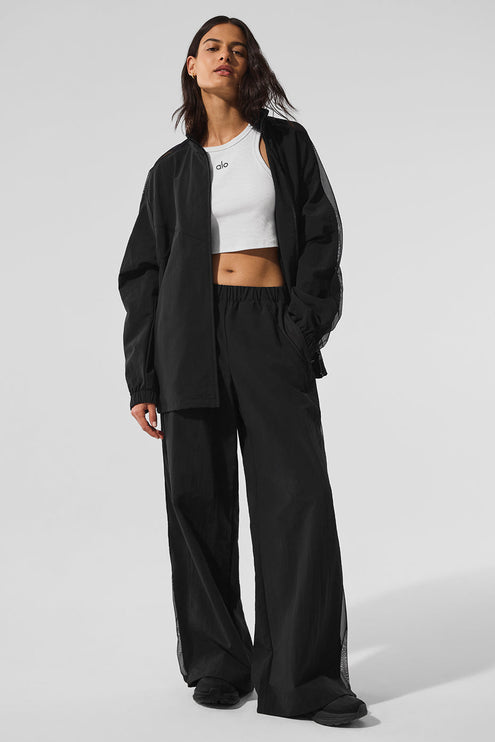 alo Women's High-Waist Origin Wide Leg Track Pant - Black
