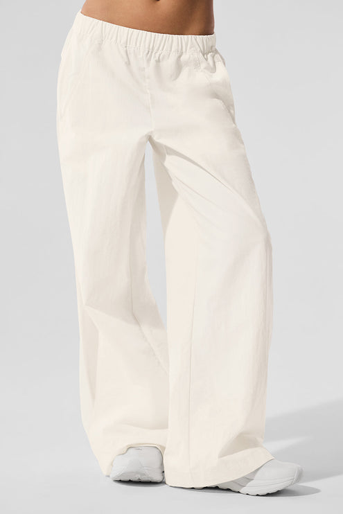 alo Women's High-Waist Origin Wide Leg Track Pant - Ivory