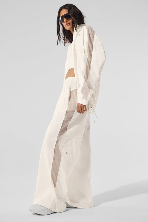 alo Women's High-Waist Origin Wide Leg Track Pant - Ivory