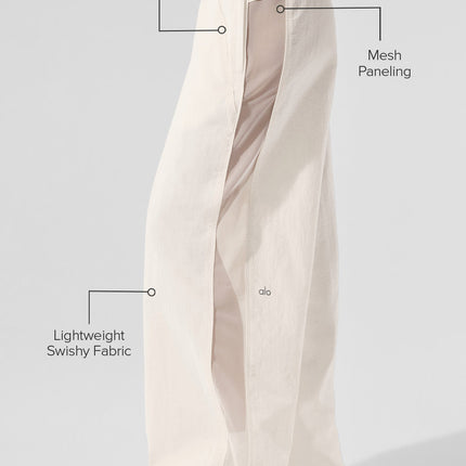 alo Women's High-Waist Origin Wide Leg Track Pant - Ivory