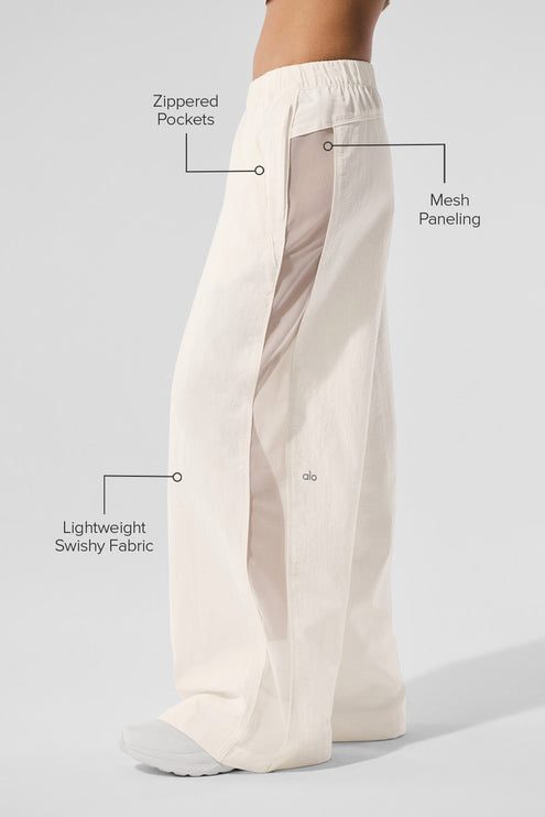 alo Women's High-Waist Origin Wide Leg Track Pant - Ivory