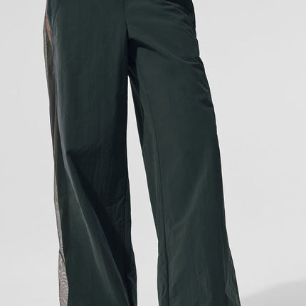 alo Women's High-Waist Origin Wide Leg Track Pant - Charcoal Green