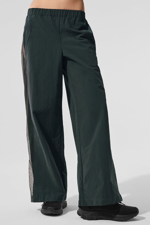 alo Women's High-Waist Origin Wide Leg Track Pant - Charcoal Green