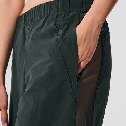alo Women's High-Waist Origin Wide Leg Track Pant - Charcoal Green