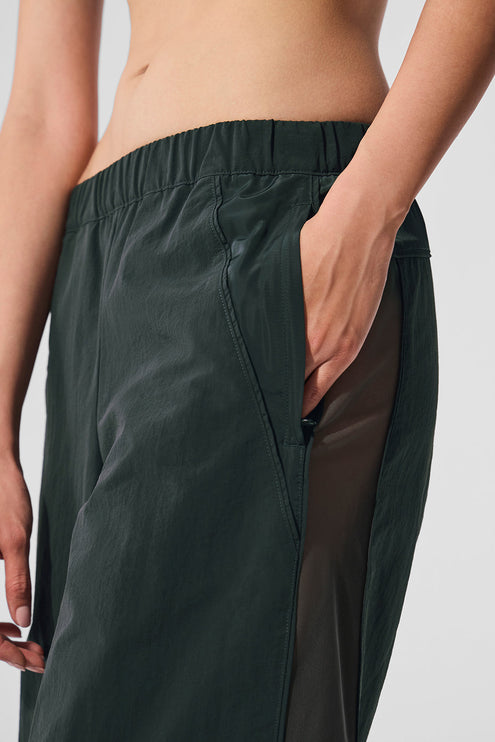 alo Women's High-Waist Origin Wide Leg Track Pant - Charcoal Green