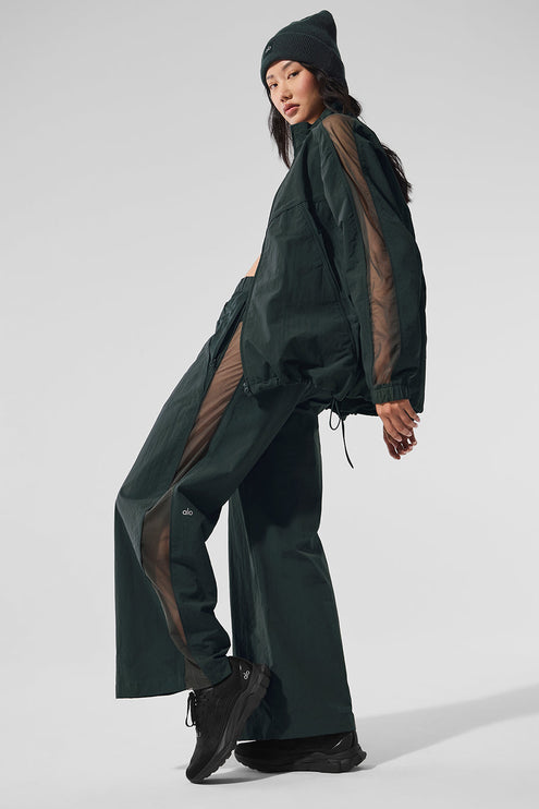 alo Women's High-Waist Origin Wide Leg Track Pant - Charcoal Green