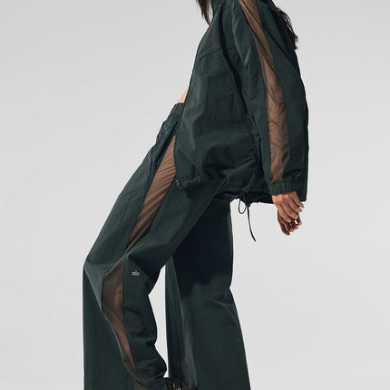 alo Women's High-Waist Origin Wide Leg Track Pant - Charcoal Green