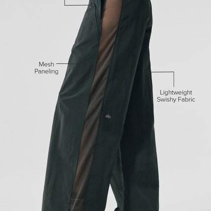 alo Women's High-Waist Origin Wide Leg Track Pant - Charcoal Green