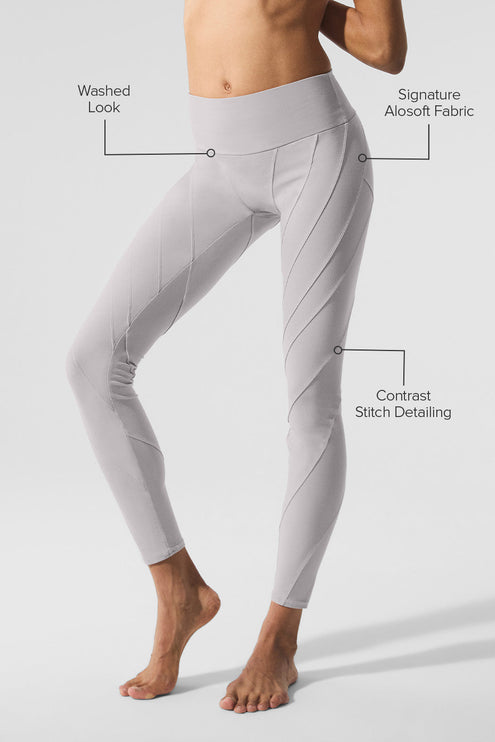 alo Women's Washed Alosoft High-Waist Sunray Legging - Grey Sky Wash
