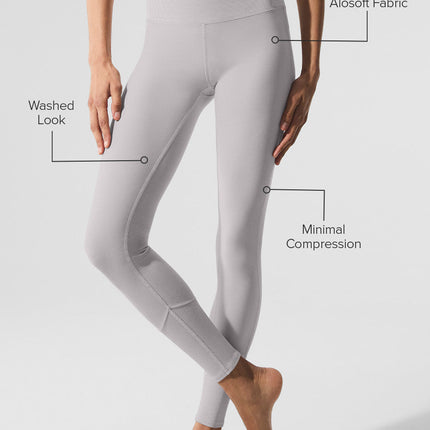 alo Women's Washed Alosoft High-Waist Lounge Legging - Grey Sky Wash
